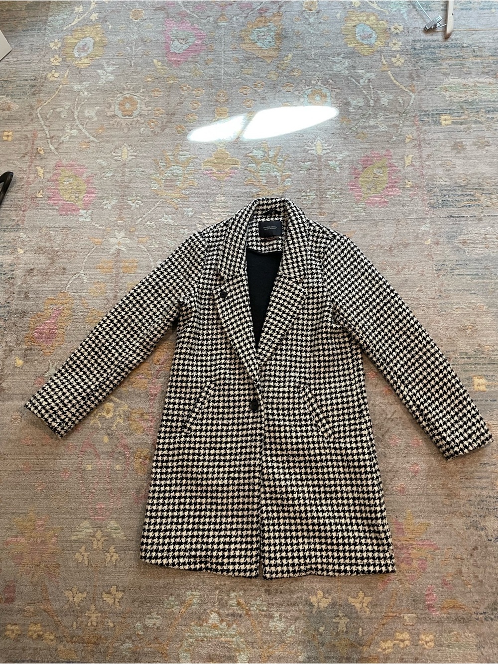 Scotch & Soda Black and White Houndstooth Pea Coat